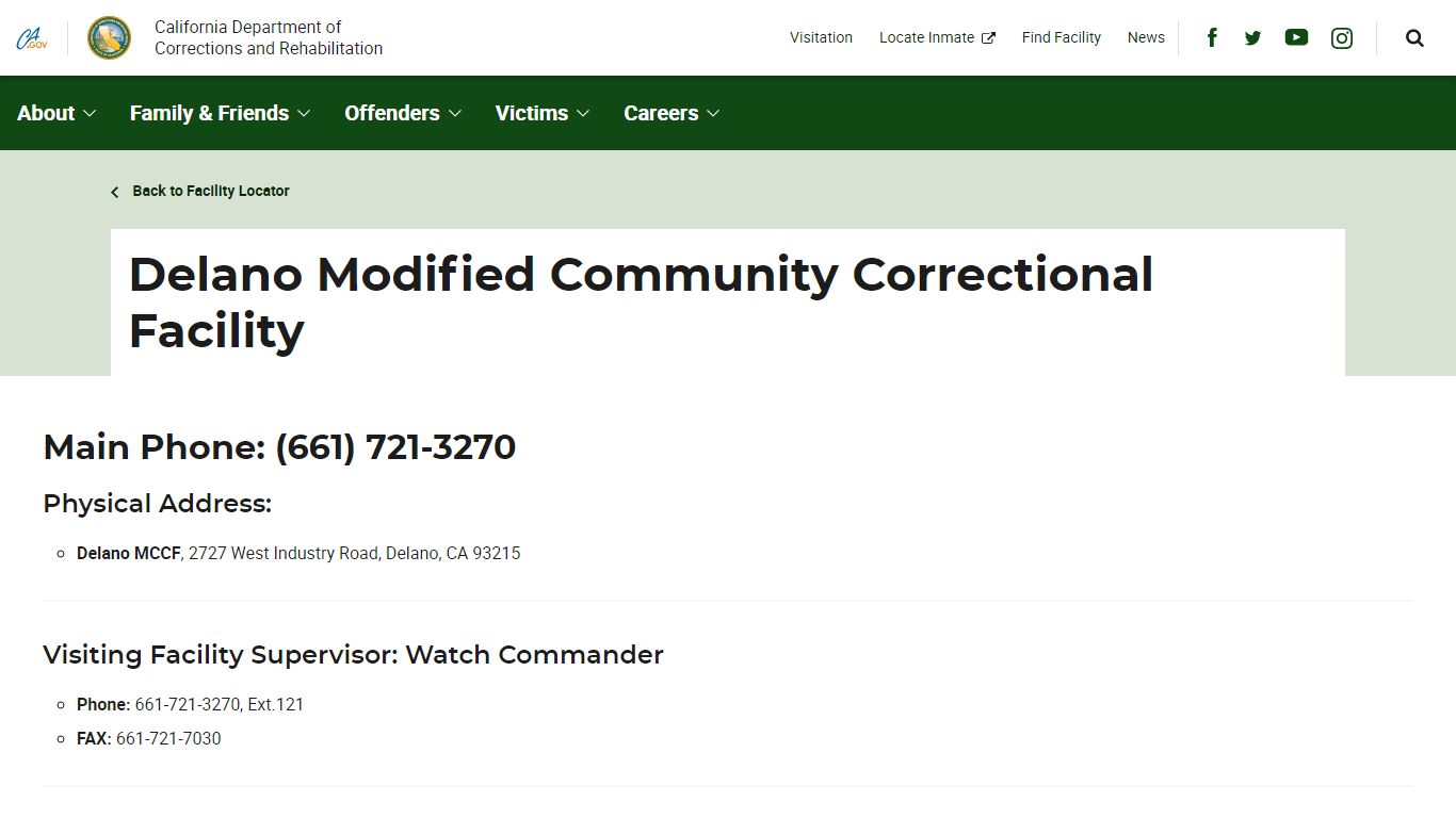 Delano Modified Community Correctional Facility ...